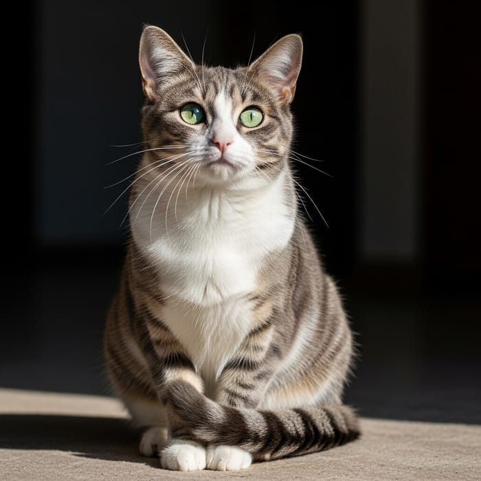 Beautiful Grey and White Domestic Cat