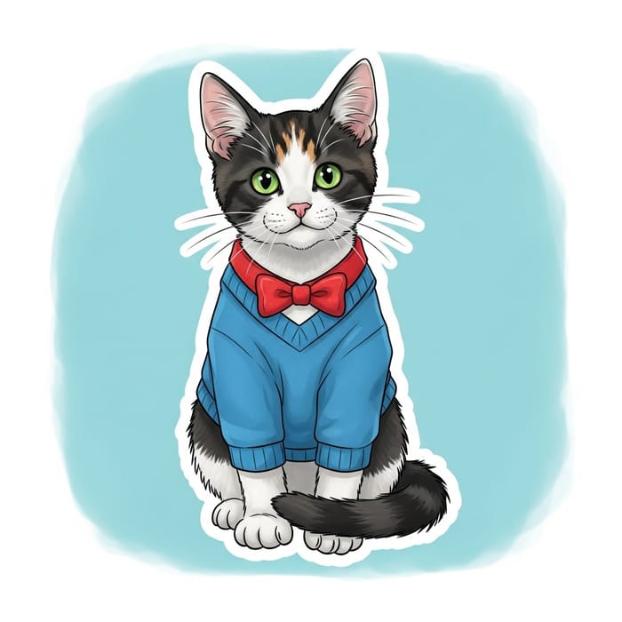 Adorable Cat Sticker - Playful Feline Design Adorable Cat Sticker - Playful Feline Design