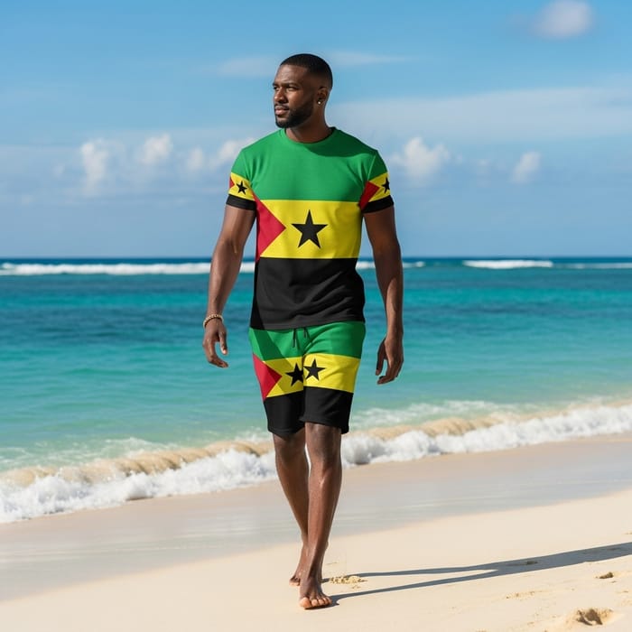 Kittitian Outfit: Black Man at Beach