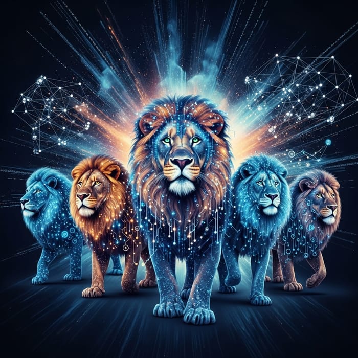 Digital Lions: Technological Metaphor - Business Strength & Innovation Digital Lions: Technological Metaphor - Business Strength & Innovation