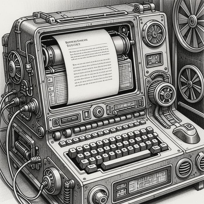 Vintage Steampunk Computer: High Contrast Retro Aesthetic