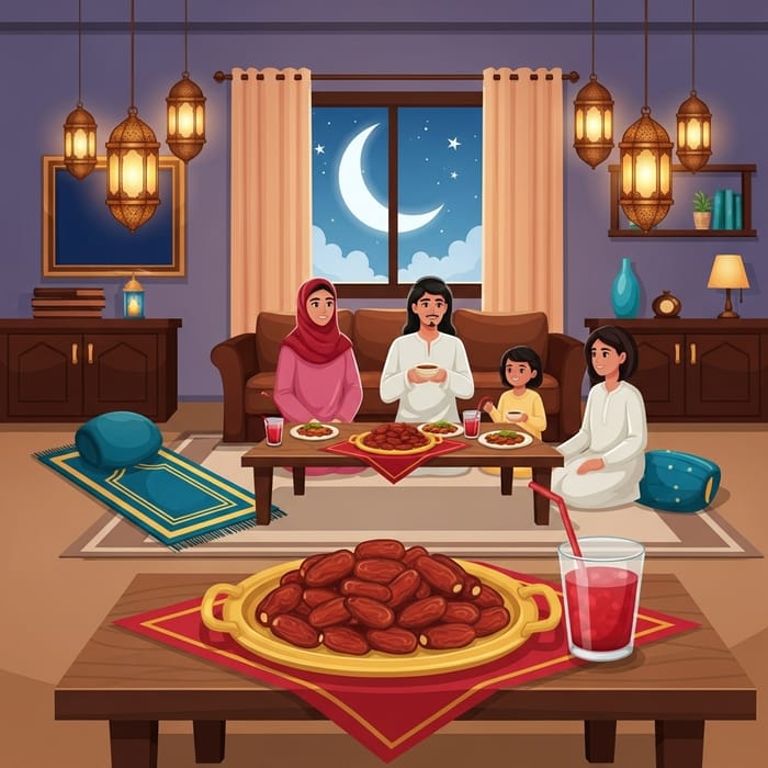 Stay Home Ramadan: Traditional Middle Eastern Style Illustration Stay Home Ramadan: Traditional Middle Eastern Style Illustration