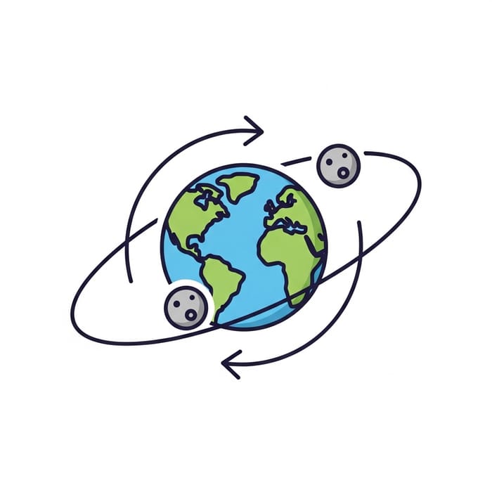 Earth and Moon: Rotation & Revolution Icon