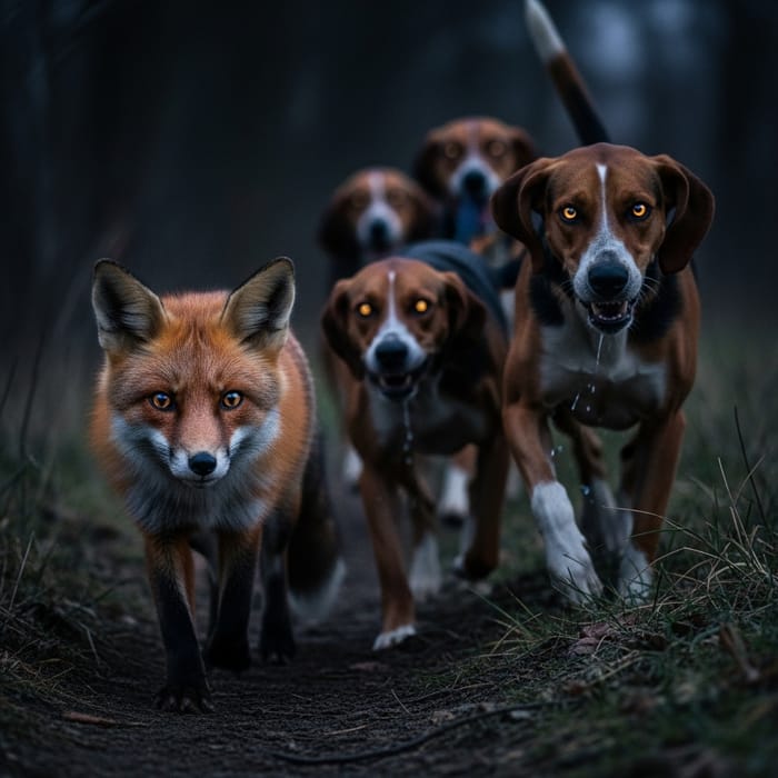 Creepy Fox Chase: Ominous Twilight Pursuit