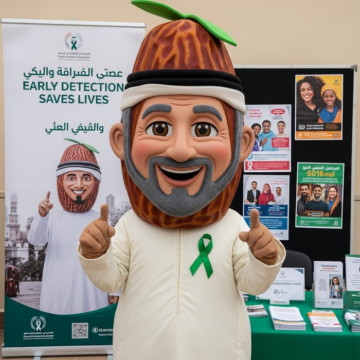 Arabian Dates Mascot Advocating Cancer Awareness in the Middle East