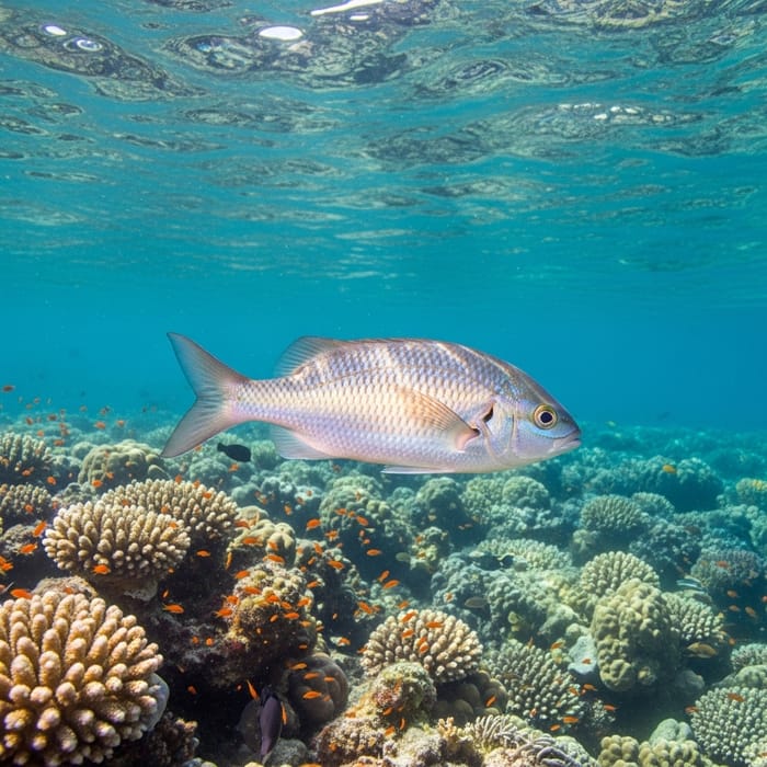 Vibrant Underwater Fish among Colorful Coral