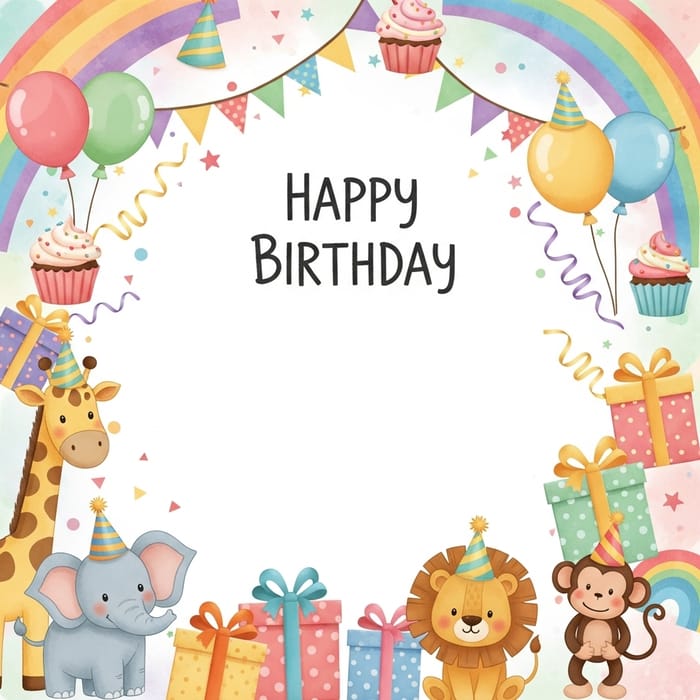 Vibrant Children's Birthday Card Background - Kids Party Theme