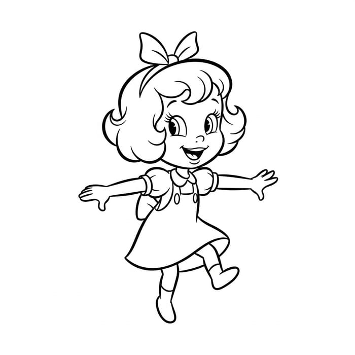 Pixar Style Coloring Page of Short Curly Hair Girl
