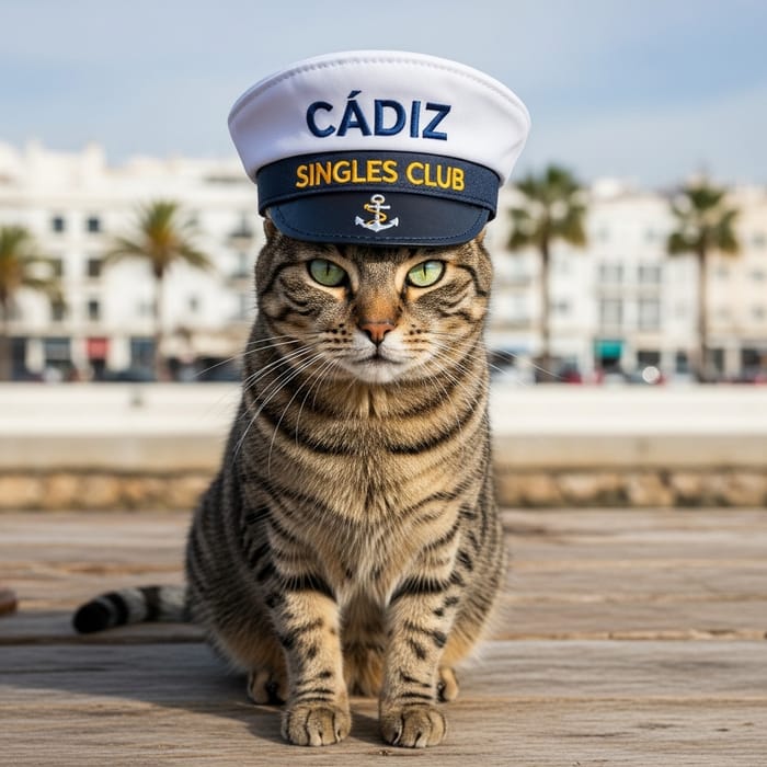 Cat in Cadiz Singles Club Hat - Cute Feline Fashion Cat in Cadiz Singles Club Hat - Cute Feline Fashion