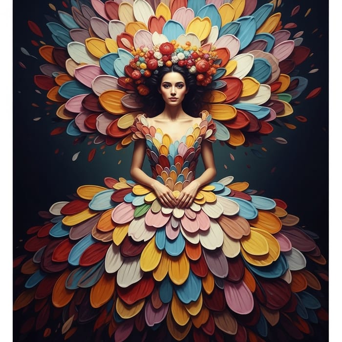 Woman in Flower Dress Painting