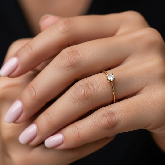 Woman's Hand with Diamond Ring