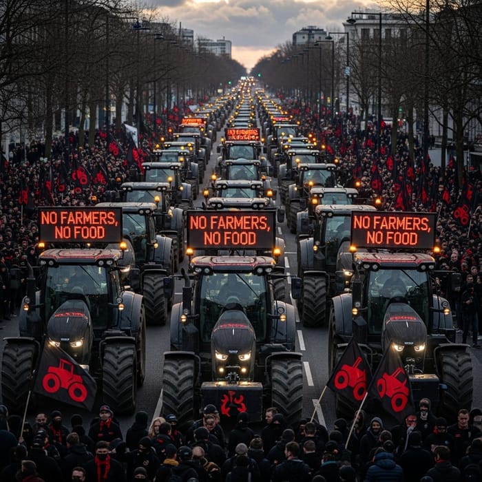 Aggressive Tractor Protest | Autonomous Antifa Style Demo