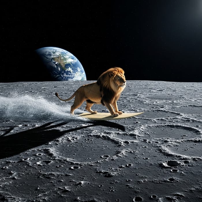 Lion Surfing on the Moon | Unconventional & Surreal Experience Lion Surfing on the Moon | Unconventional & Surreal Experience