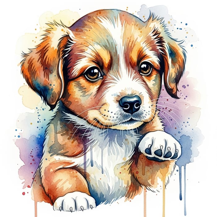 Adorable Watercolor Puppy Art - Chiot Aquarelle Adorable Watercolor Puppy Art - Chiot Aquarelle