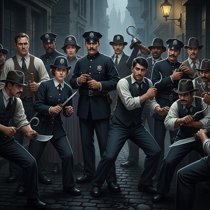 1900s Police Officers vs Thugs: A Tense Encounter 1900s Police Officers vs Thugs: A Tense Encounter