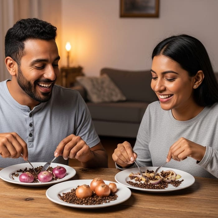 Couple Enjoying Cloves with Onions | Unique Dining Experience