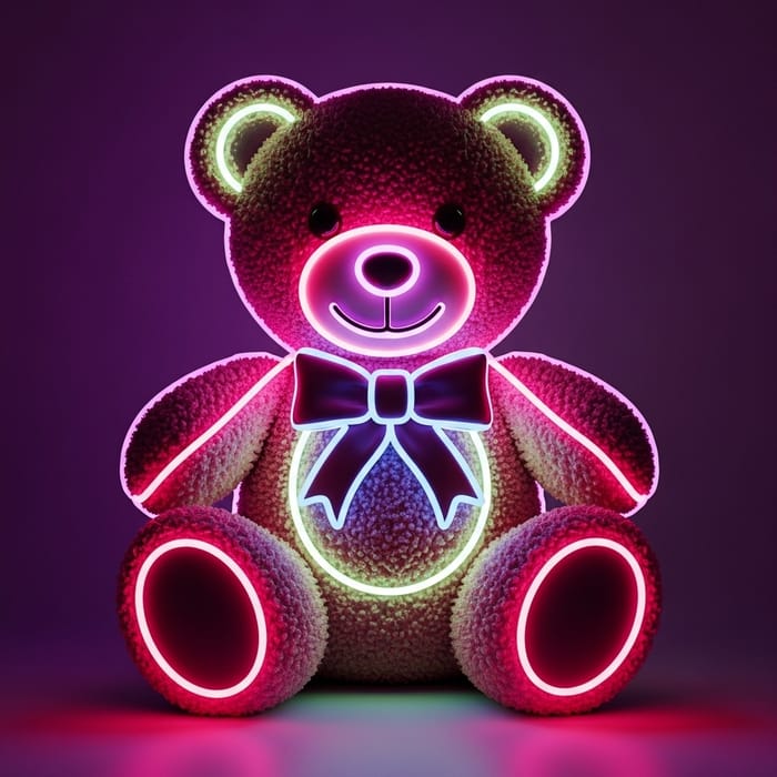 Neon Teddy Bear | Unique and Playful Decor