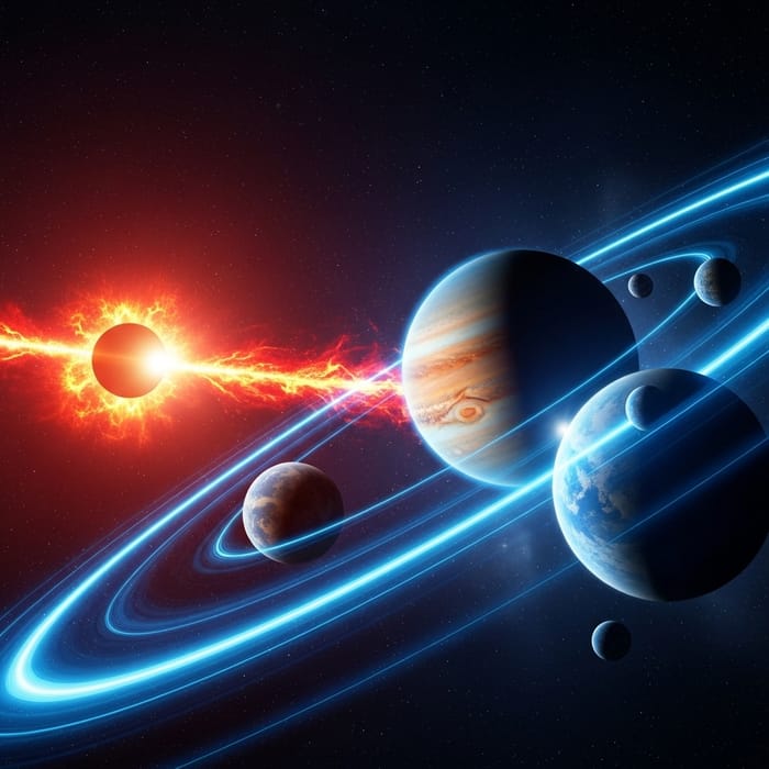 Vibrant Solar System in Cosmic Surrealism Vibrant Solar System in Cosmic Surrealism
