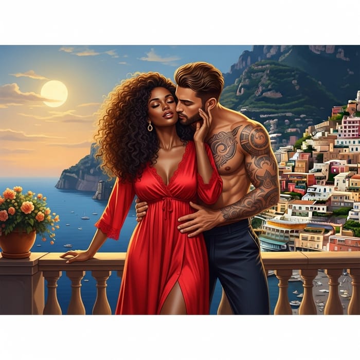 Romantic Love on Amalfi Coast: Captivating Black Woman & White Husband Romantic Love on Amalfi Coast: Captivating Black Woman & White Husband