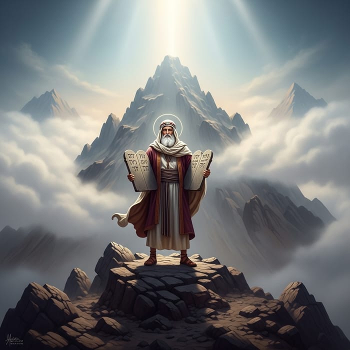 Moses Receives Ten Commandments: Divine Revelation at Mount Sinai