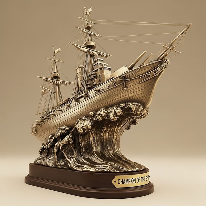 Intricate Warship Trophy - Masterpiece on High Seas