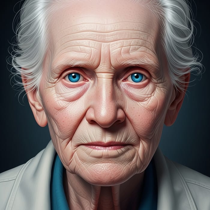 Detailed Portrait of Blue Eyed Albino Elderly Person Detailed Portrait of Blue Eyed Albino Elderly Person