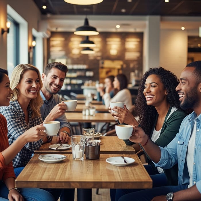 Meme Café Friends Smiling: A Multicultural Gathering Meme Café Friends Smiling: A Multicultural Gathering
