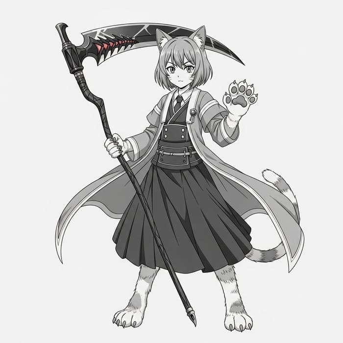 Anime Catgirl with Scythe - 3D Render Anime Catgirl with Scythe - 3D Render