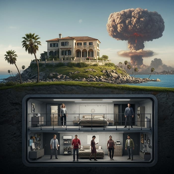 Stark Contrasts: Villa Overlooking Devastation with Hidden Bunker Stark Contrasts: Villa Overlooking Devastation with Hidden Bunker