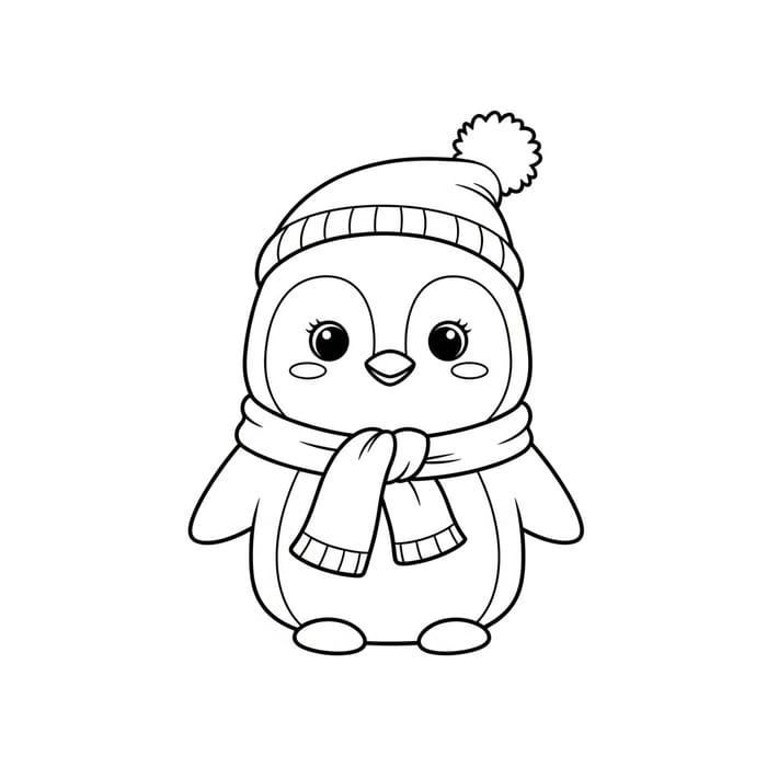 Vintage Cartoon Penguin - Whimsical Coloring Book Illustration