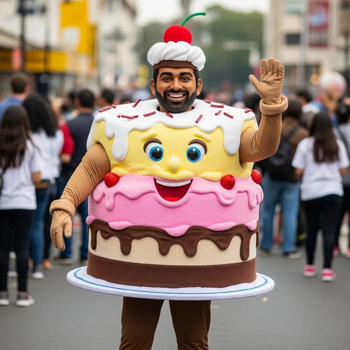 Ice Cream Cake Human Mascot Delight