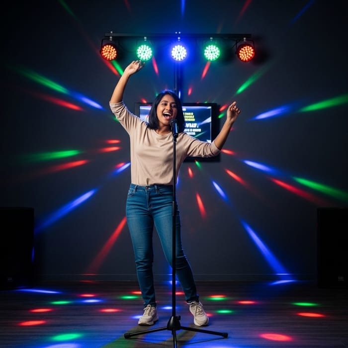 South Asian Girl Karaoke & Dance Performance | Energetic Music Scene South Asian Girl Karaoke & Dance Performance | Energetic Music Scene