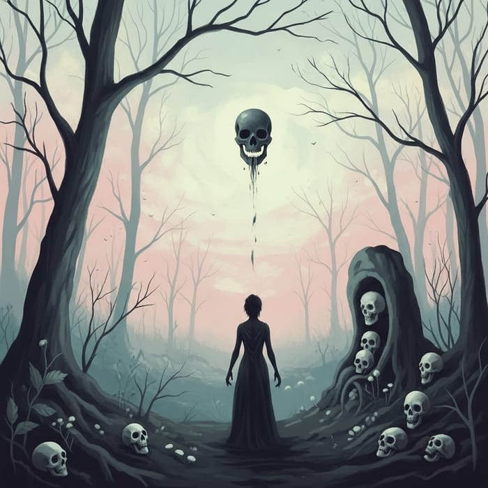 Ethereal Surrealist Forest: Delicate Pastel Colors & Gothic Theme Ethereal Surrealist Forest: Delicate Pastel Colors & Gothic Theme