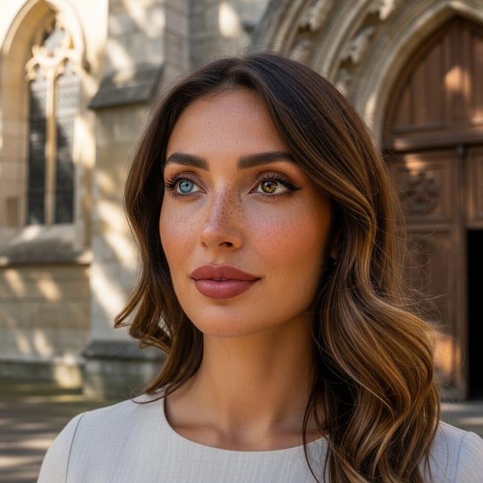 Paola de la Iglesia Mora Portrait Outside Traditional Church Paola de la Iglesia Mora Portrait Outside Traditional Church