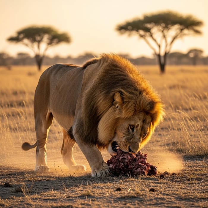 Ferocious Lion Feeding - Majestic King of the Jungle Ferocious Lion Feeding - Majestic King of the Jungle