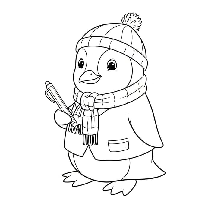 Cute Penguin Coloring Fun for Kids - Classic Illustration Cute Penguin Coloring Fun for Kids - Classic Illustration