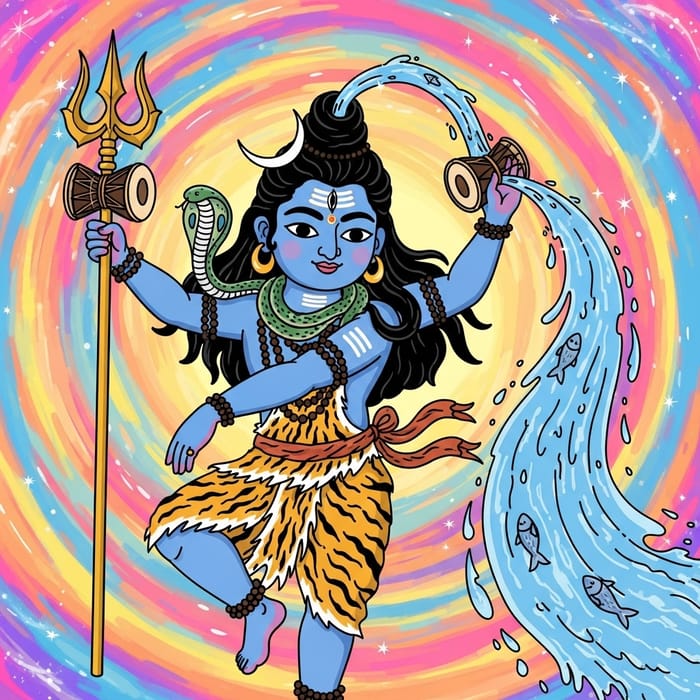 Shiva Vibrant Illustrations: Playful & Colorful Divine Energy Shiva Vibrant Illustrations: Playful & Colorful Divine Energy