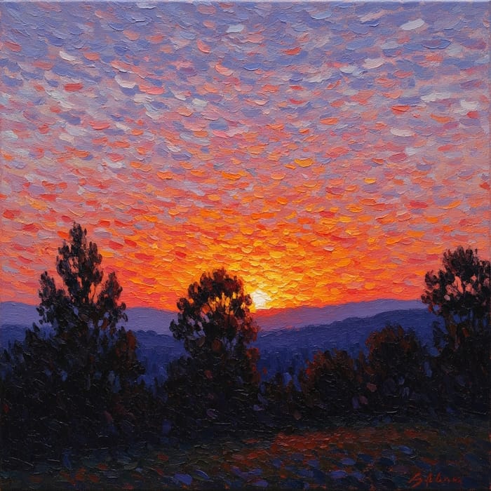 Enchanting Impressionist Sunset Art Enchanting Impressionist Sunset Art