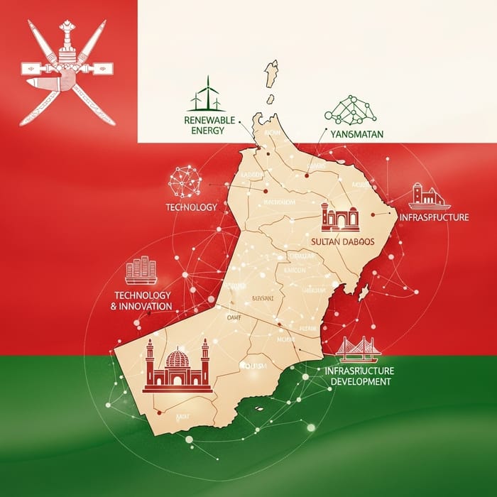 Sultanate of Oman Vision 2040 Map - Flag Colors & Development Sultanate of Oman Vision 2040 Map - Flag Colors & Development