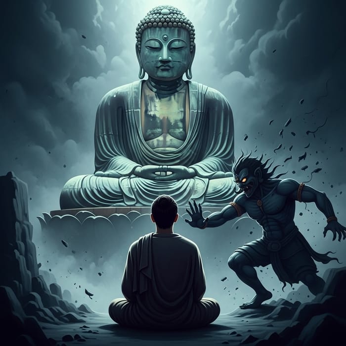 Buddha Facing Evil: Struggle of Good and Bad Buddha Facing Evil: Struggle of Good and Bad