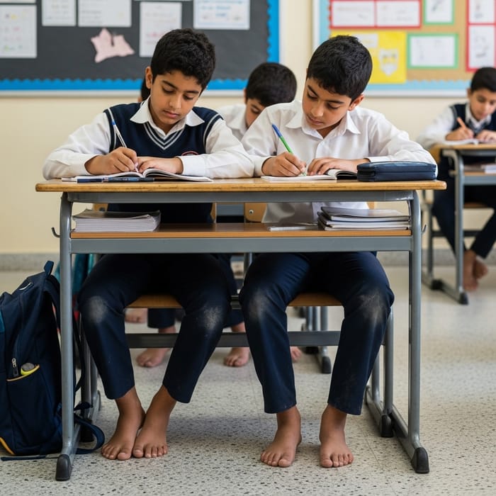 Imaginative Scene of Middle-Eastern Boys Studying at School Imaginative Scene of Middle-Eastern Boys Studying at School