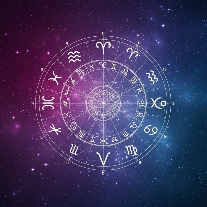 Purple Blue Galaxy Background with Intricate Astrological Chart Purple Blue Galaxy Background with Intricate Astrological Chart