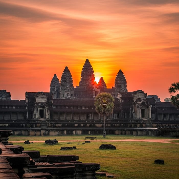Angkor Wat Sunrise Landscape: Ancient Temple Elegance Angkor Wat Sunrise Landscape: Ancient Temple Elegance