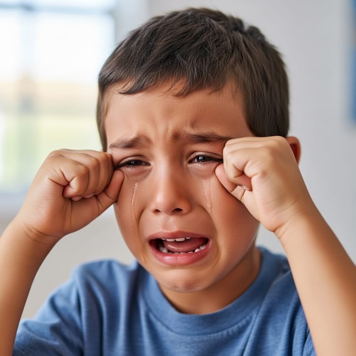 Crying Boy - Emotional Hispanic Child in Distress