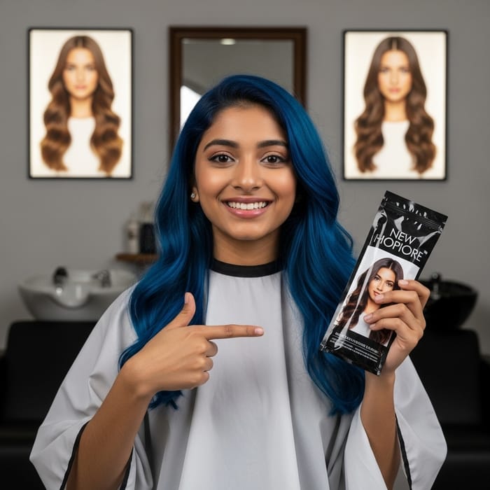 Realistic and Cute South Asian Girl Promoting Vibrant Hair Dye
