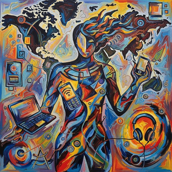 Digital Nomad Abstract Expressionism: Virtual Voyage of Freedom