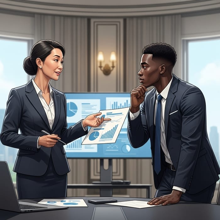 Successful Business Tycoons Engage in a Productive Conversation Successful Business Tycoons Engage in a Productive Conversation
