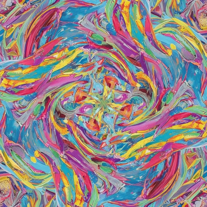 Mesmerizing Kaleidoscope: Vibrant Paint Strokes & Textures