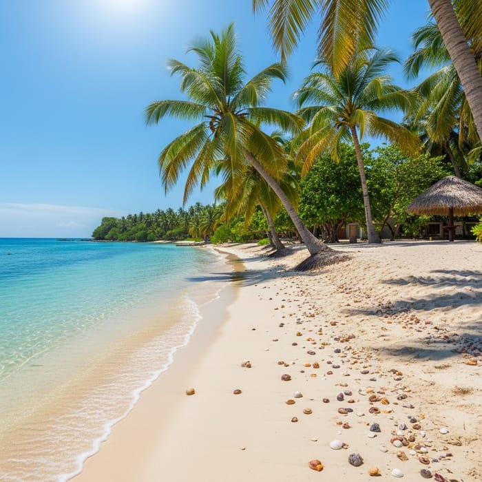 Sandy Paradise: Tropical Vibes and Tranquil Beach Scene Sandy Paradise: Tropical Vibes and Tranquil Beach Scene