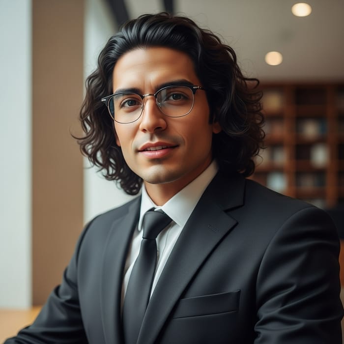 Stylish Man with Glasses and Black Suit Stylish Man with Glasses and Black Suit